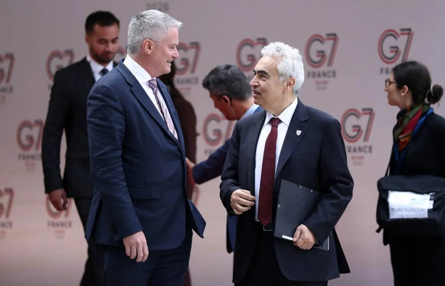 Organization for Economic Cooperation and Development (OECD) Secretary-General Mathias Cormann and International Energy Agency (IEA) Executive Director Fatih Birol talk on the day of a G7 finance ministers' and central bank governors' meeting in Paris, France, May 18, 2026. (Reuters)