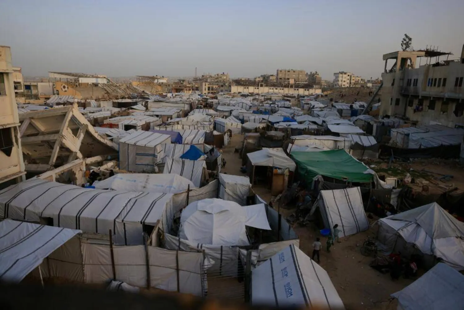 Hundreds of thousands of people are still living in tents in the Gaza Strip, pictured in January, and conditions remain dire despite the ceasefire. Bashar Taleb / AFP/File
