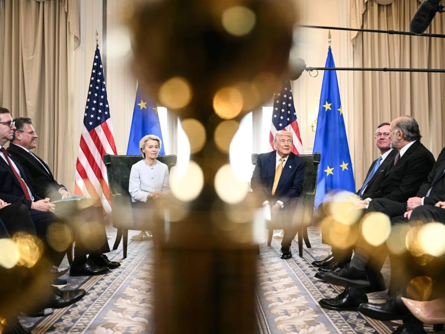 US President Donald Trump and EU chief Ursula von der Leyen sealed the deal in Turnberry, Scotland last year. Brendan SMIALOWSKI / AFP/File
