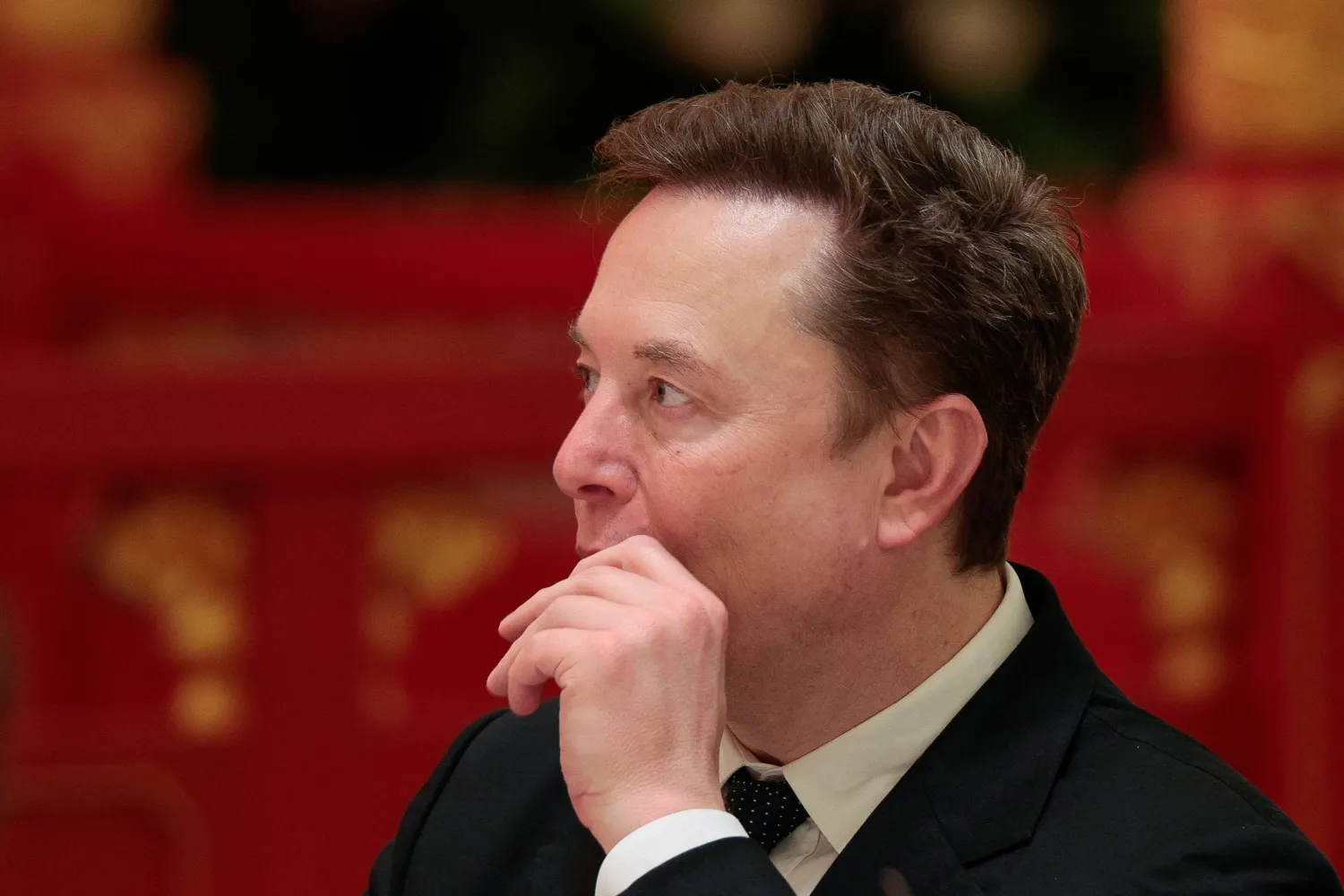 Tesla CEO Elon Musk attends a state banquet with US President Donald Trump and Chinese President Xi Jinping at the Great Hall of the People in Beijing, China, May 14, 2026. (Reuters)