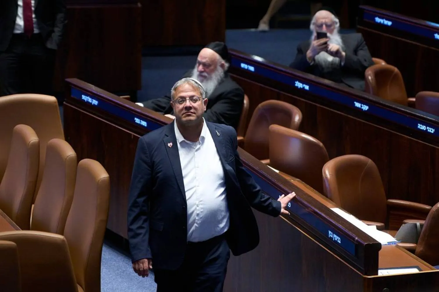Israel's Minister of National Security, Itamar Ben-Gvir in the Israeli parliament, during a session considering a bill to dissolve the government in Jerusalem, Wednesday, May 20,2026. (AP) 