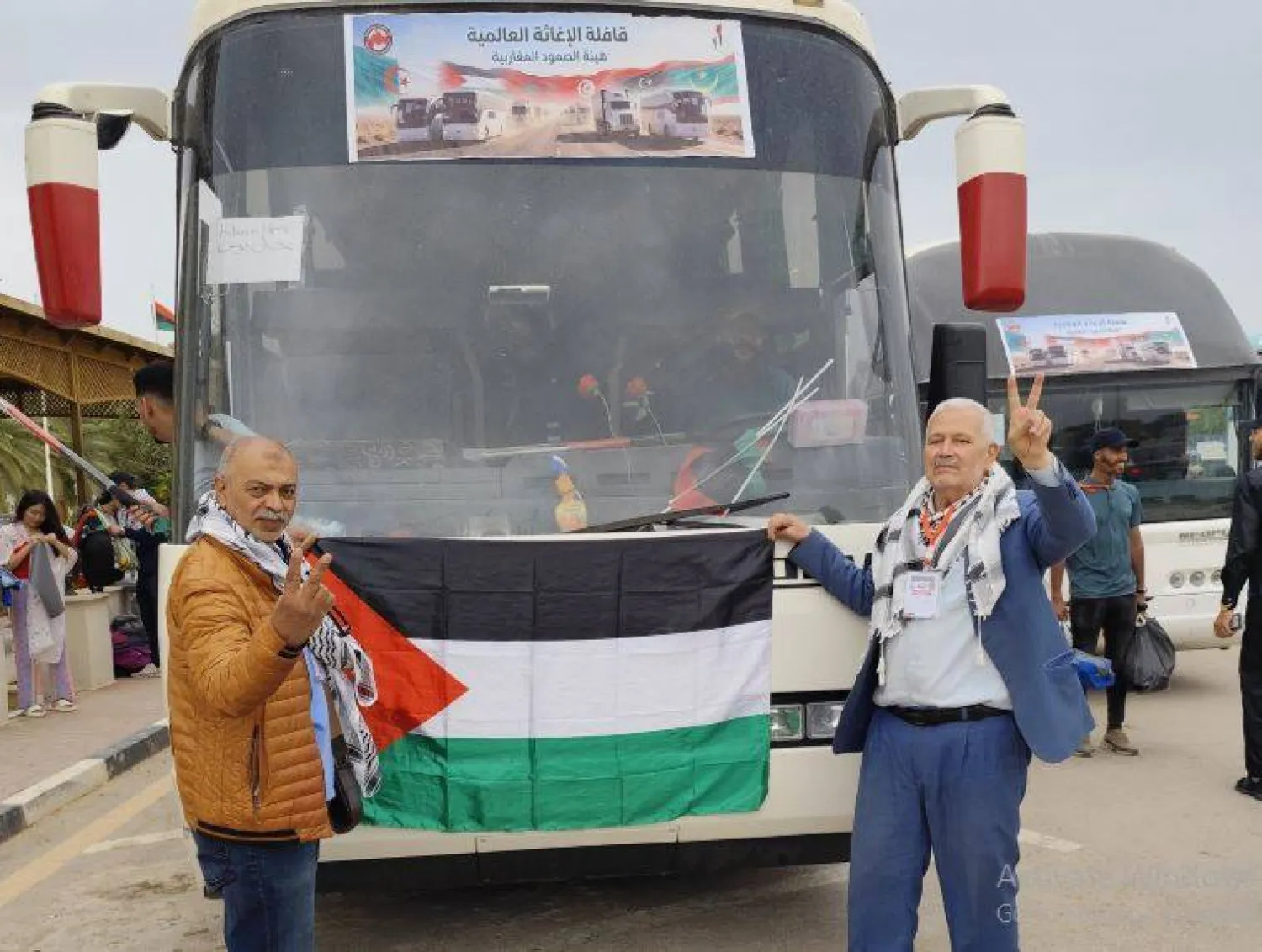 ناشطان من قافلة الصمود المغاربية في ليبيا (الرابطة التونسية للدفاع عن حقوق الإنسان)