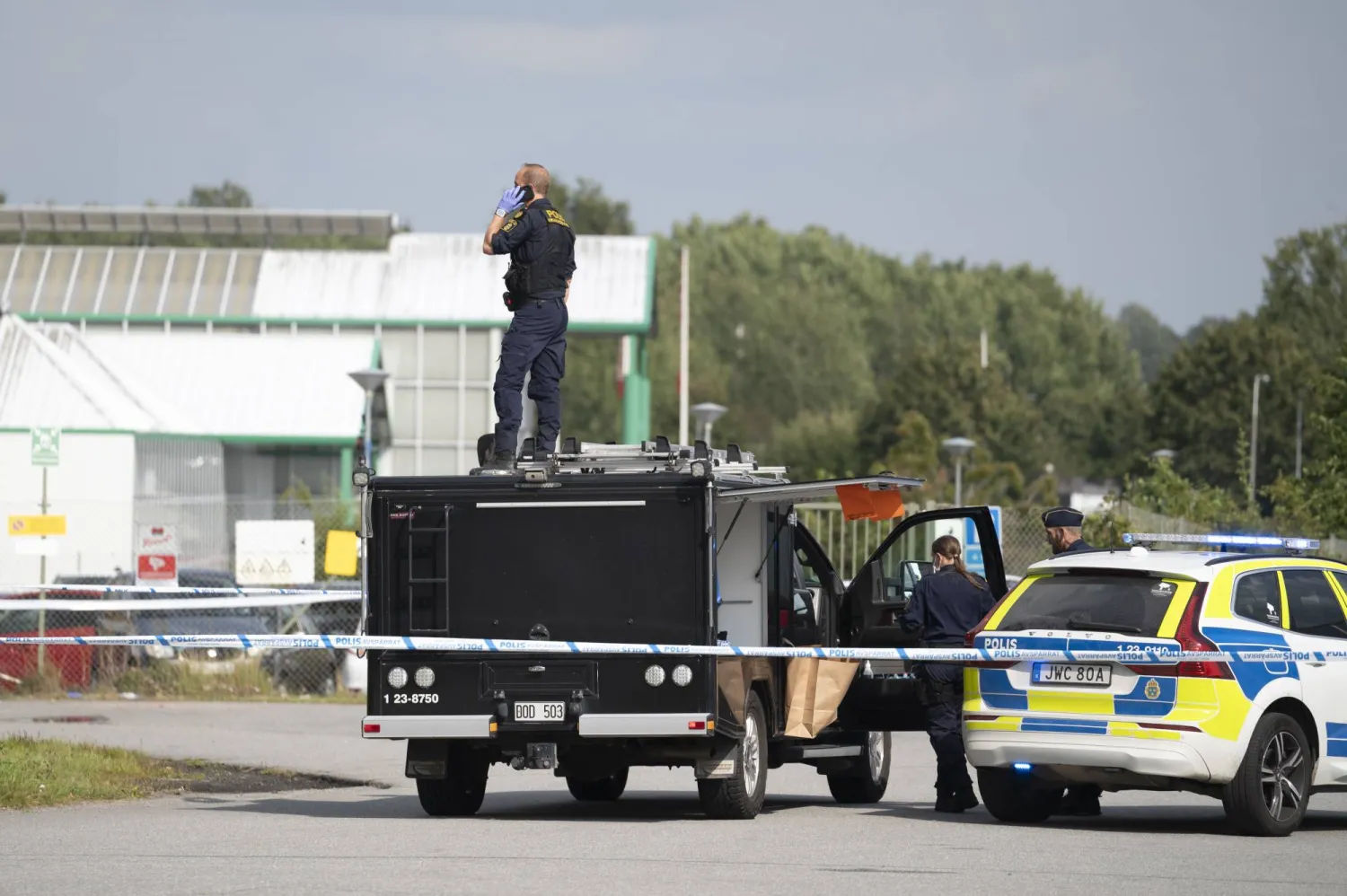 Swedish police are on the scene after a shooting during Friday prayers outside a mosque in Orebro, Sweden - File photo/EPA