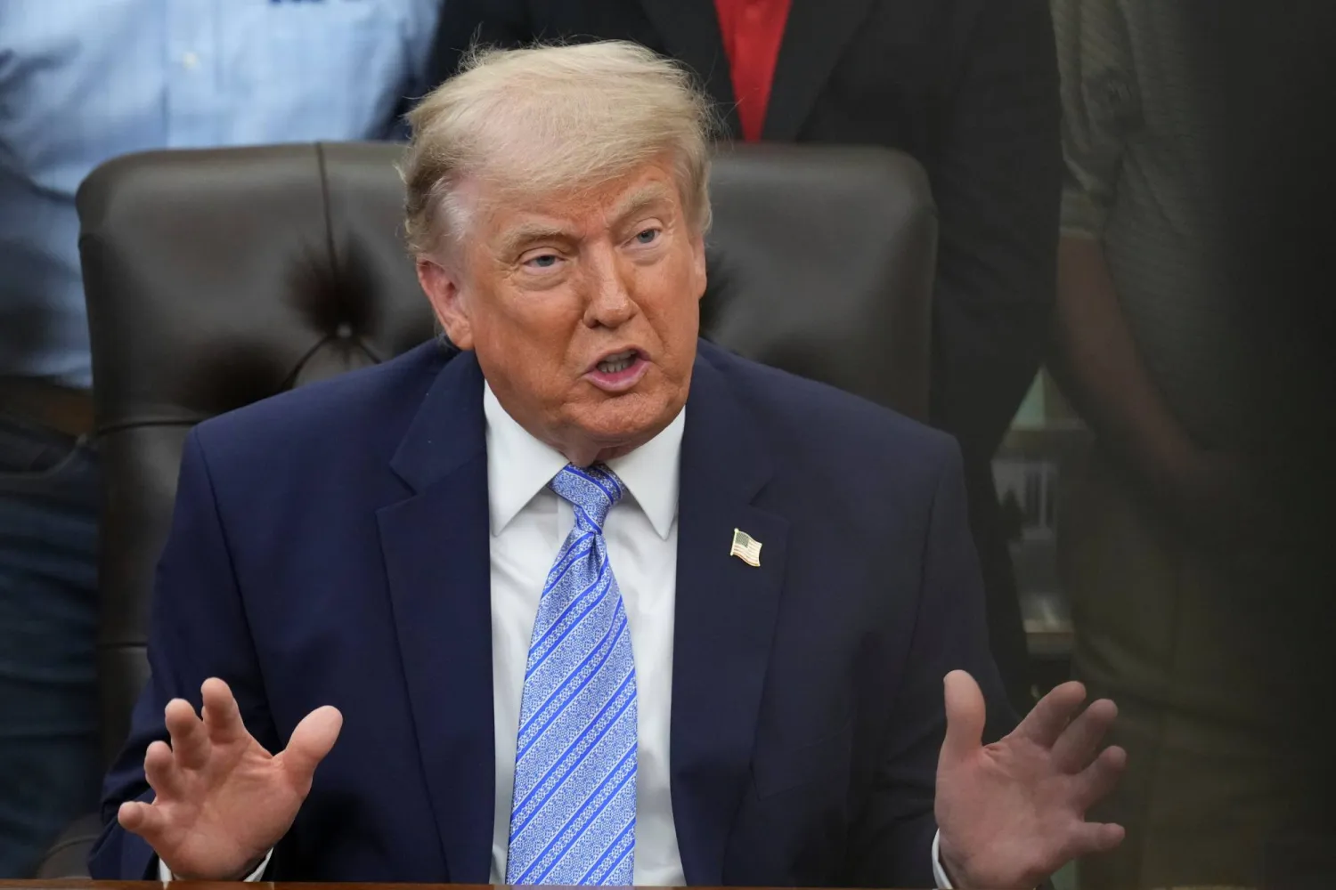 President Donald Trump speaks during an event in the Oval Office at the White House, Thursday, May 21, 2026, in Washington. (AP Photo/Jacquelyn Martin)