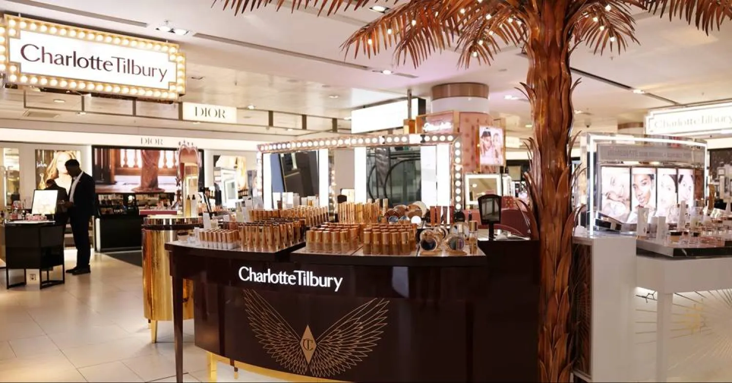 A Charlotte Tilbury beauty counter is seen at the John Lewis retail store on Oxford Street in London, Britain, October 24, 2024. (Reuters) 
