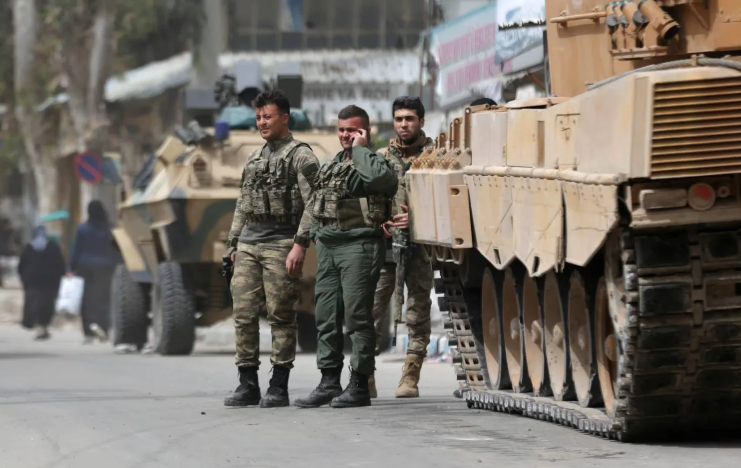 Turkish soldiers are seen in the center of Afrin, Syria. REUTERS/Khalil Ashawi