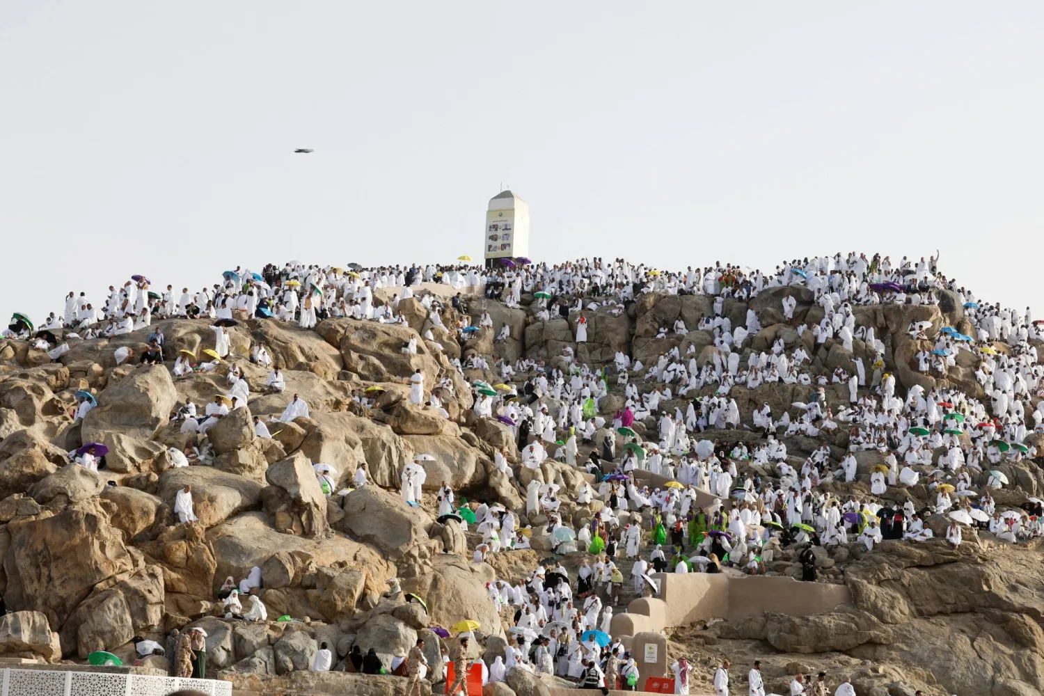 توافد الحجاج مع بزوغ صباح اليوم إلى صعيد عرفات (رويترز)