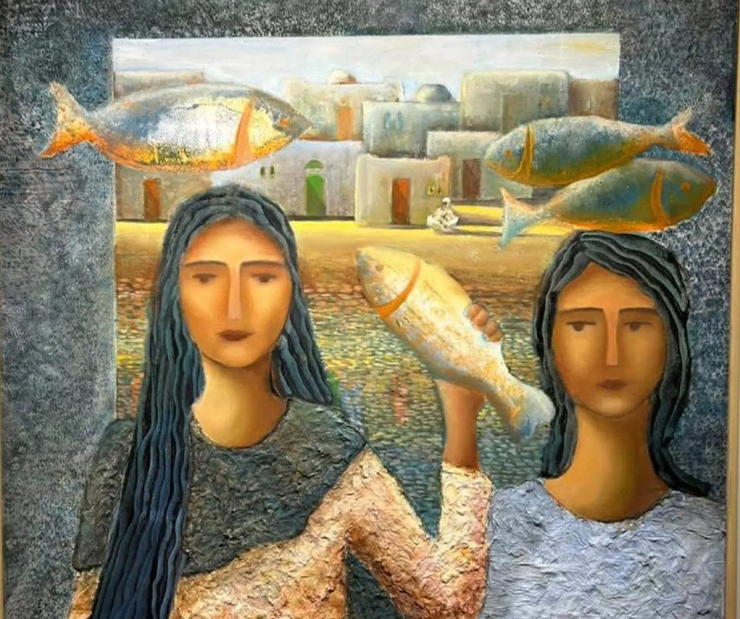 لوحات الرزاز تتجاور فيها الكائنات ومشاهد الطبيعة (إدارة الغاليري)