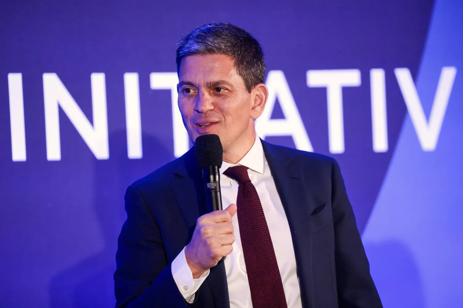 FILE - David Miliband, president and chief executive officer of the International Rescue Committee, speaks during the Clinton Global Initiative, Sept. 19, 2023, in New York. (AP Photo/Julia Nikhinson, File)