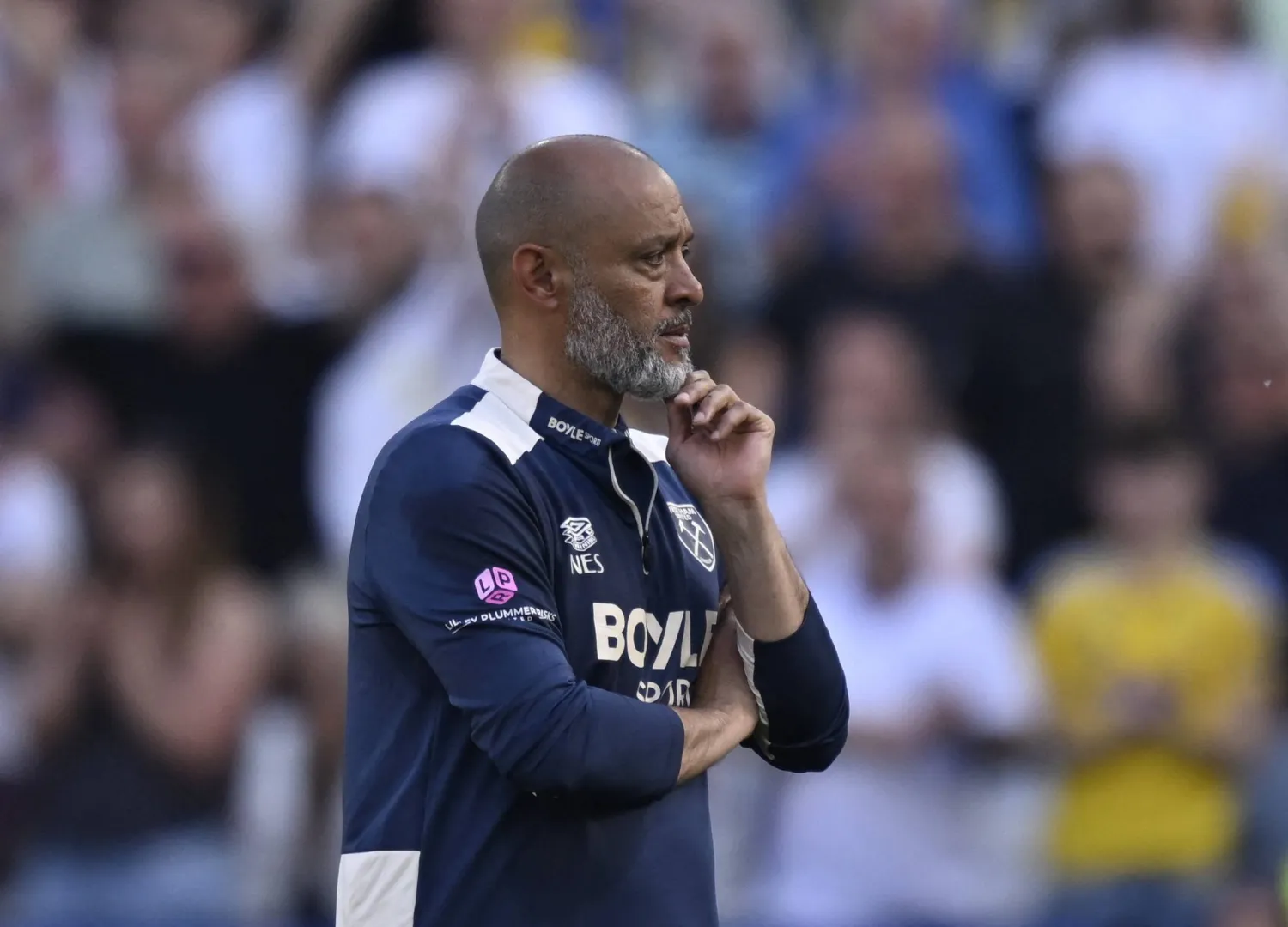 Soccer Football - Premier League - West Ham United v Leeds United - London Stadium, London, Britain - May 24, 2026 West Ham United manager Nuno Espirito Santo reacts after the match REUTERS/Tony O Brien 