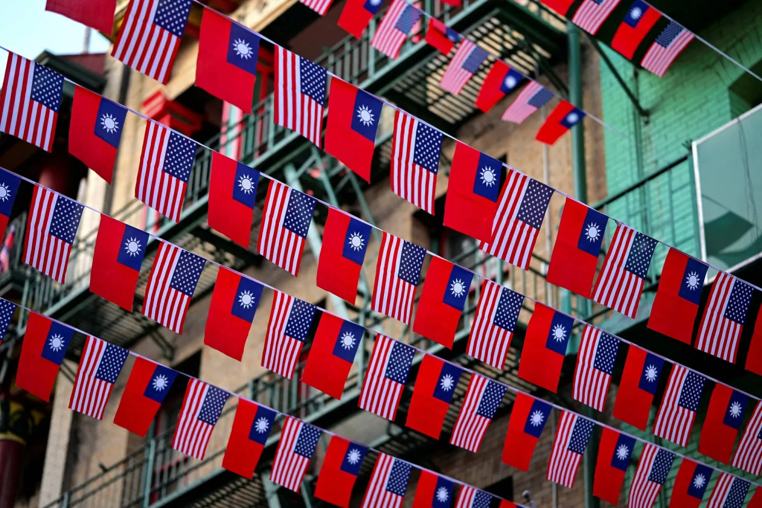 US and Taiwanese flags are seen in San Francisco, California, January 28, 2026. (Reuters)