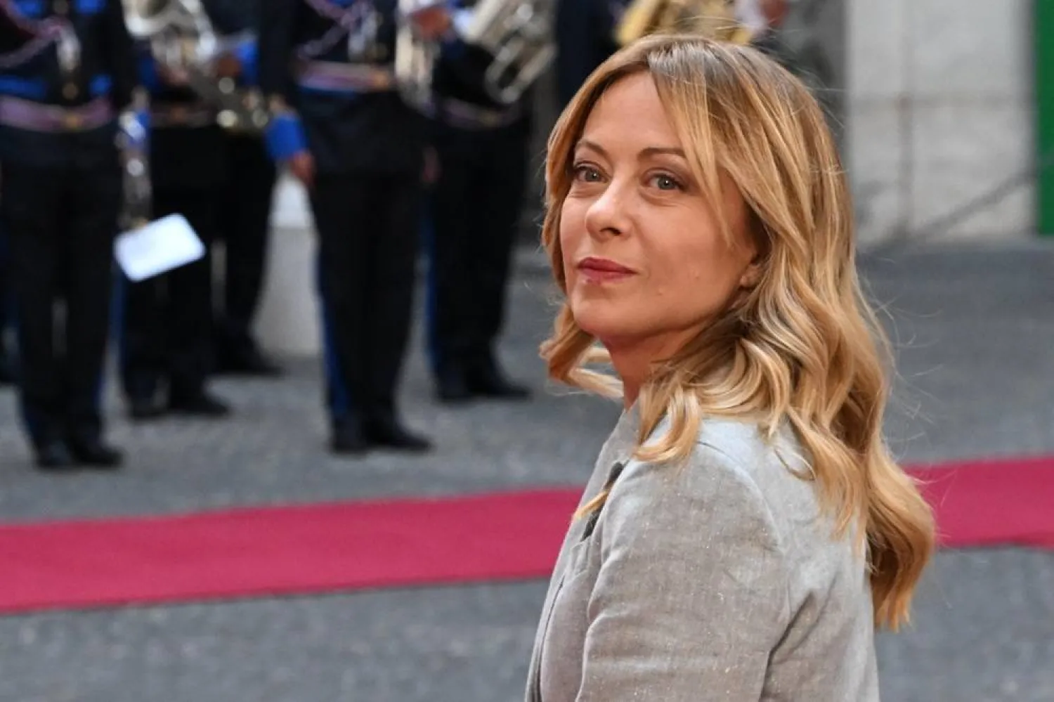 Italian Prime Minister Giorgia Meloni looks on while waiting for the arrival of Irish Premier Micheal Martin (not pictured) at Chigi Palace in Rome, Italy, 22 May 2026. (EPA)