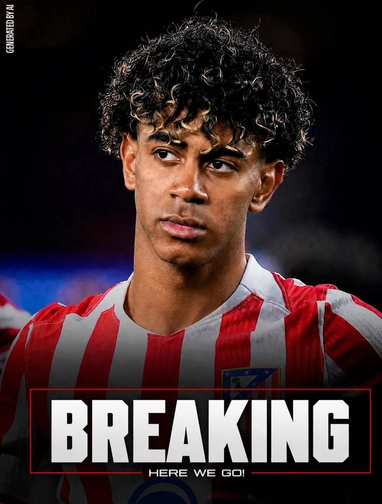 صورة تخيلية نشرها أتلتيكو مدريد لنجم برشلونة لامين يامال مرتدياً زي الأتليتي (نادي أتلتيكو مدريد)