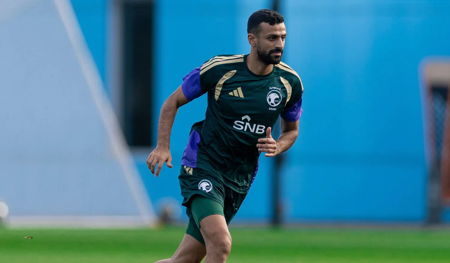 آل سالم خلال تدريبات الأخضر في نيويورك (المنتخب السعودي)