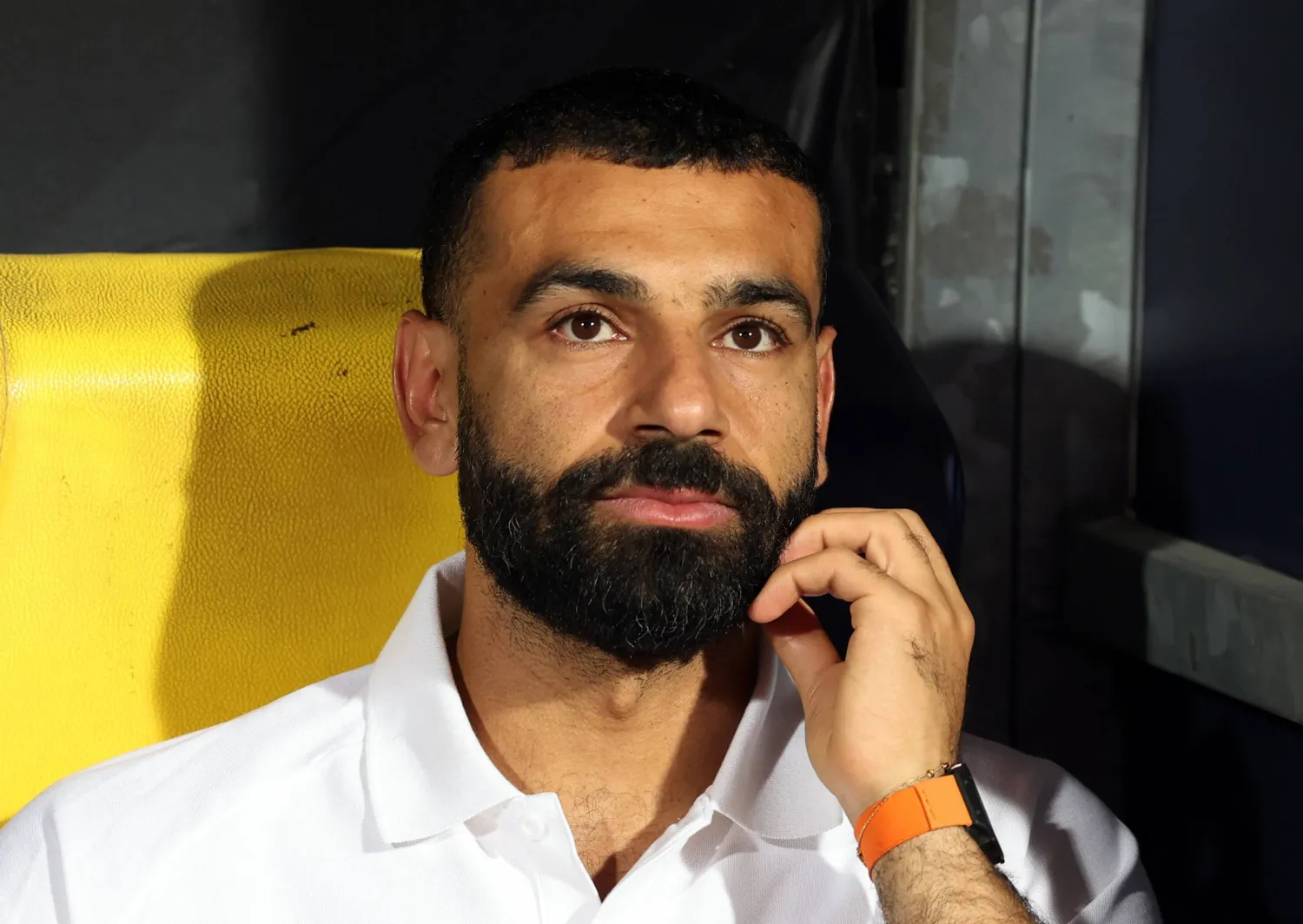 Football - International Friendly - Egypt v Russia - Cairo International Stadium, Cairo, Egypt - May 28, 2026 Egypt's Mohamed Salah looks on before the match. (Reuters)