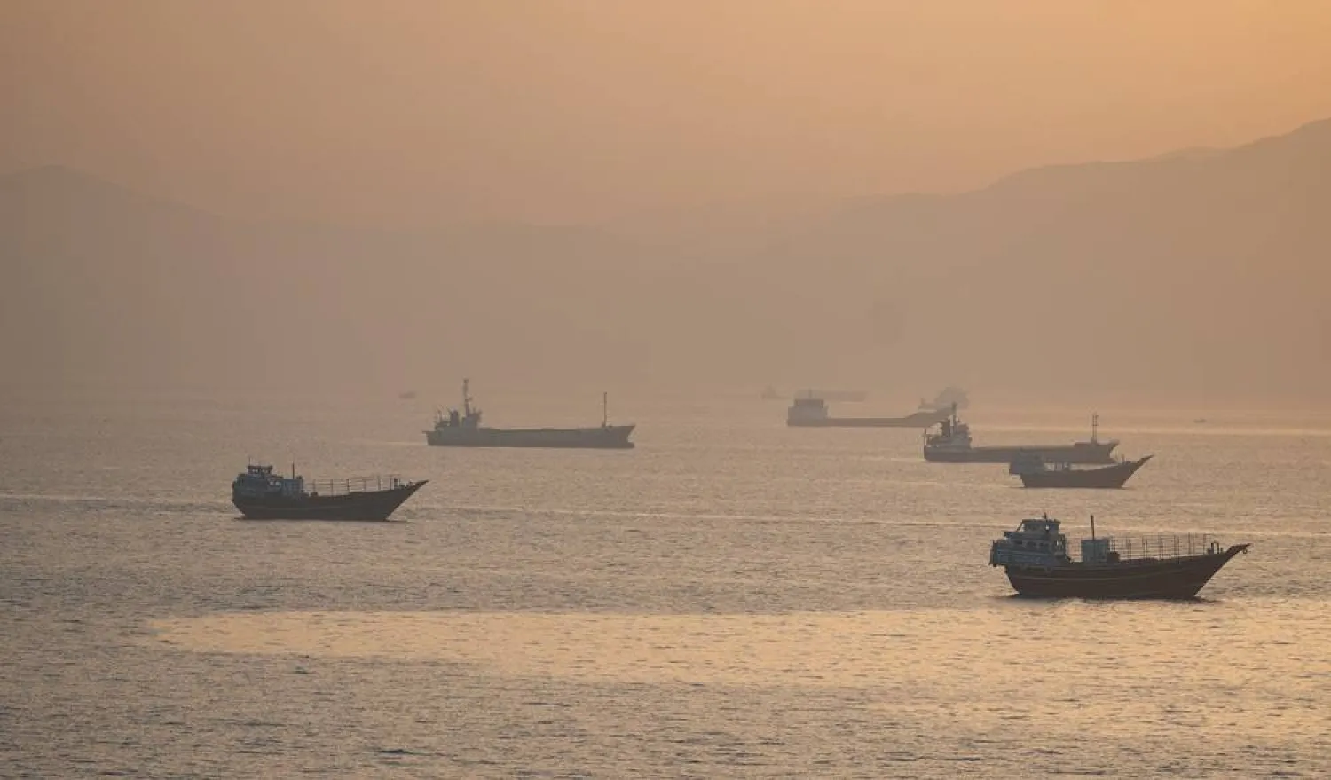  Vessels anchored at the Strait of Hormuz, as seen from Musandam, Oman, May 30, 2026. (Reuters)