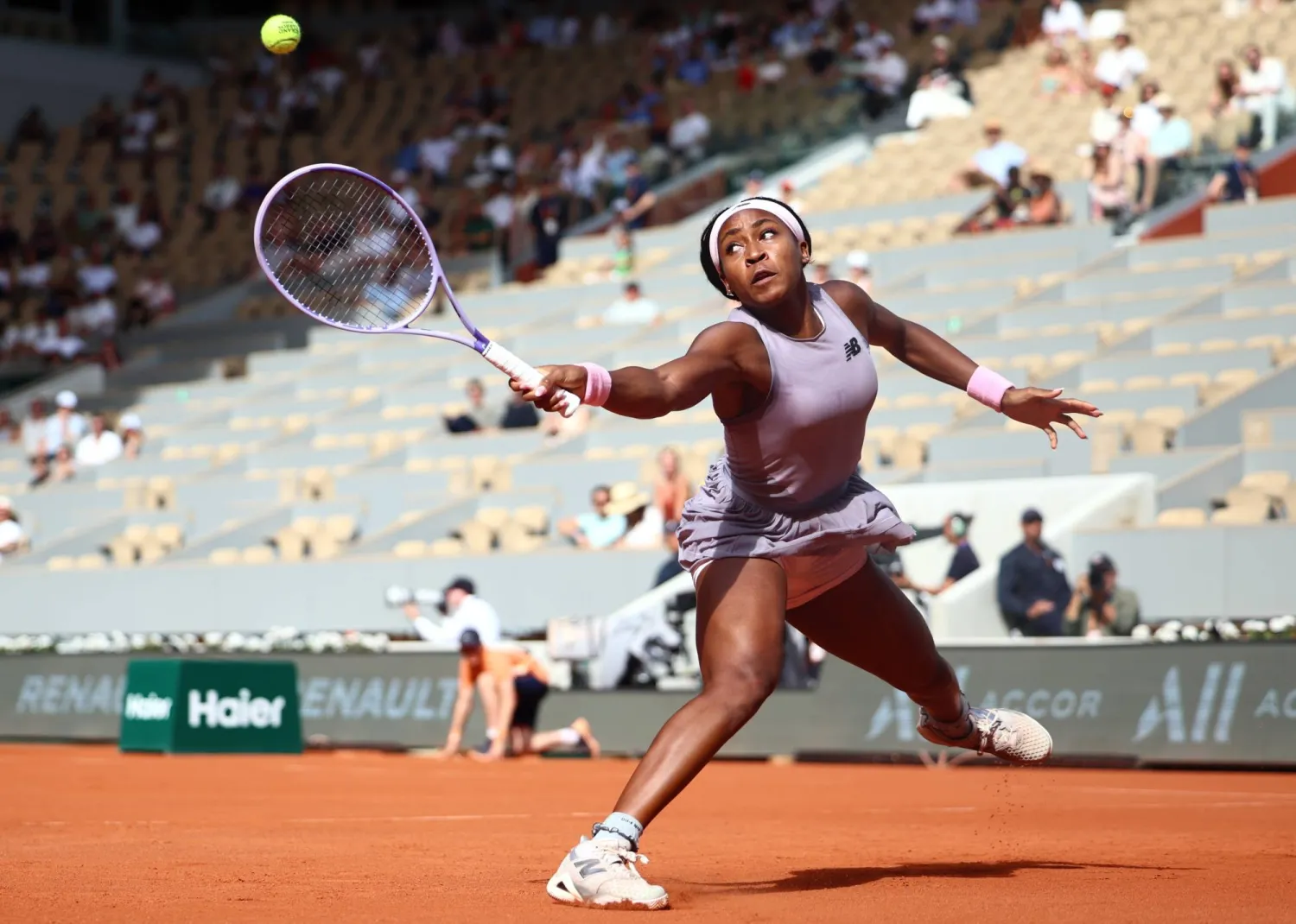 Coco Gauff of the United States during her Women's 3rd round match against Anastasia Potapova of Austria at the French Open Grand Slam tennis tournament at Roland Garros in Paris, France, 30 May 2026.  EPA/CHRISTOPHE PETIT TESSON