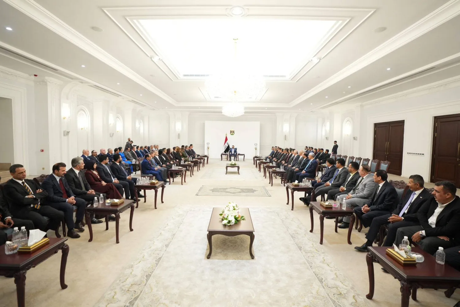 Iraqi Prime Minister Ali al-Zaidi meets with journalists on Saturday. (Iraqi PM's office)