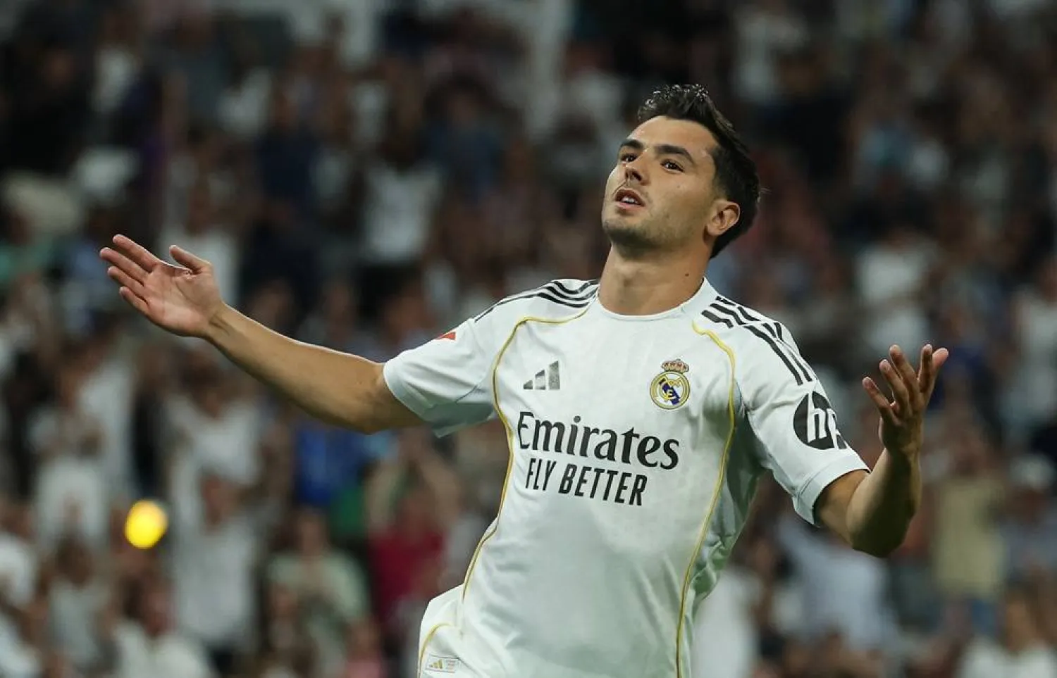 Football - LaLiga - Real Madrid v Athletic Bilbao - Santiago Bernabeu, Madrid, Spain - May 23, 2026 Real Madrid's Brahim Diaz celebrates scoring their fourth goal. (Reuters)