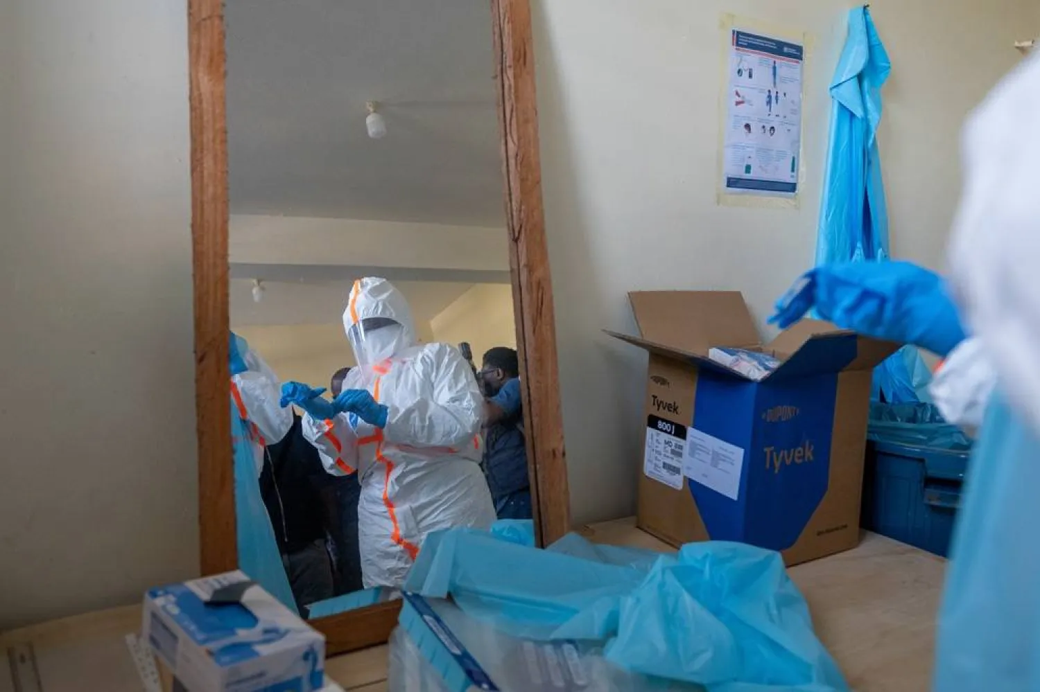 A staff member wears personal protective equipment at a building designed for the treatment of Ebola virus patients in Bunia, Ituri, Democratic Republic of Congo, 31 May 2026. (EPA)