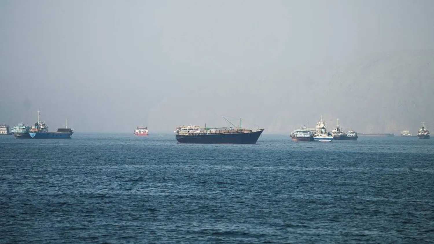  Vessels are seen at the Strait of Hormuz, as seen from Musandam, Oman, June 1, 2026. (Reuters)