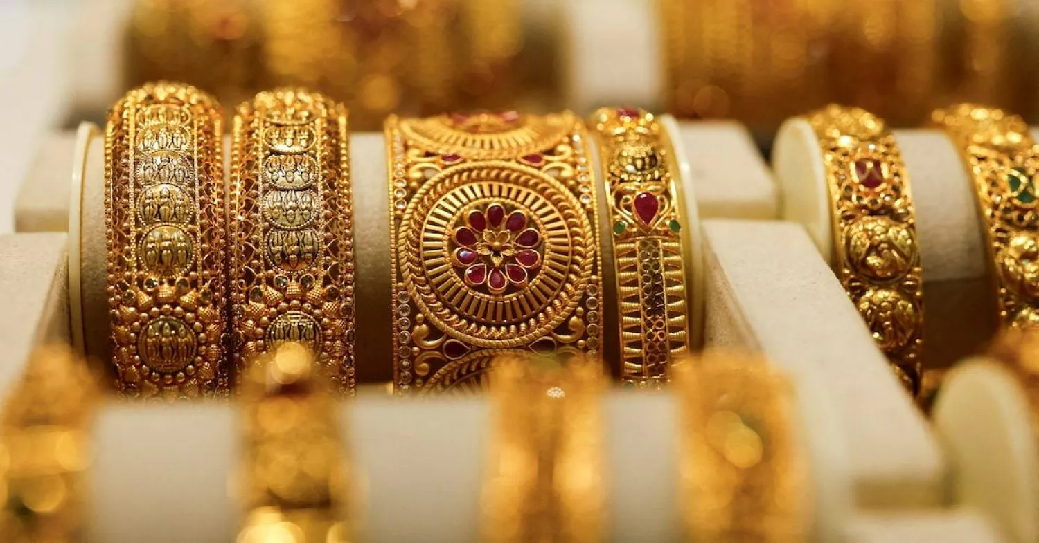 Gold bangles are displayed at a jewellery store in Mumbai, India, March 20, 2025. (Reuters)