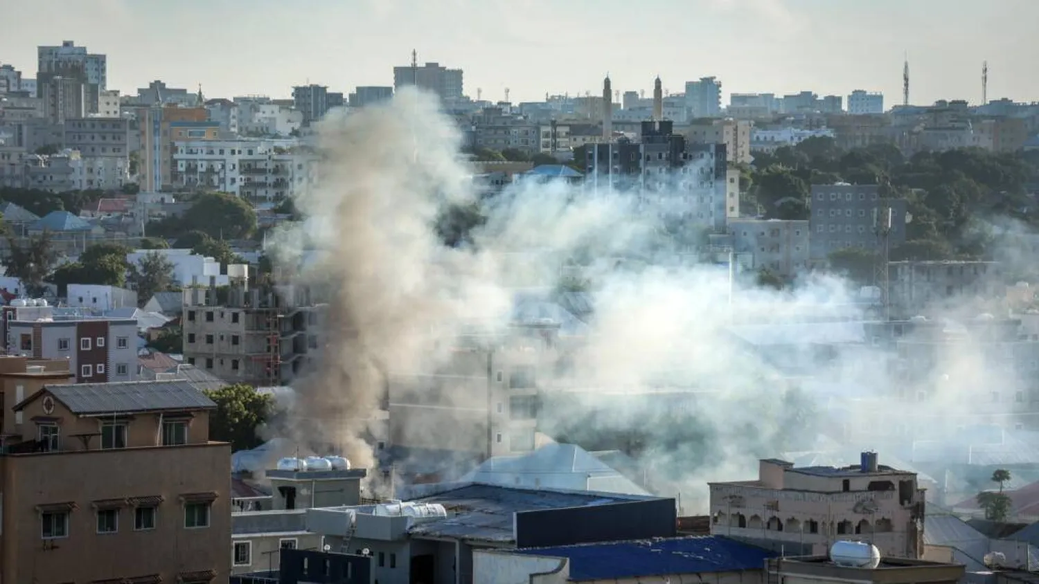 Heavy gunfire shook Somalia's capital overnight and smoke rose over the city on Thursday. AFP