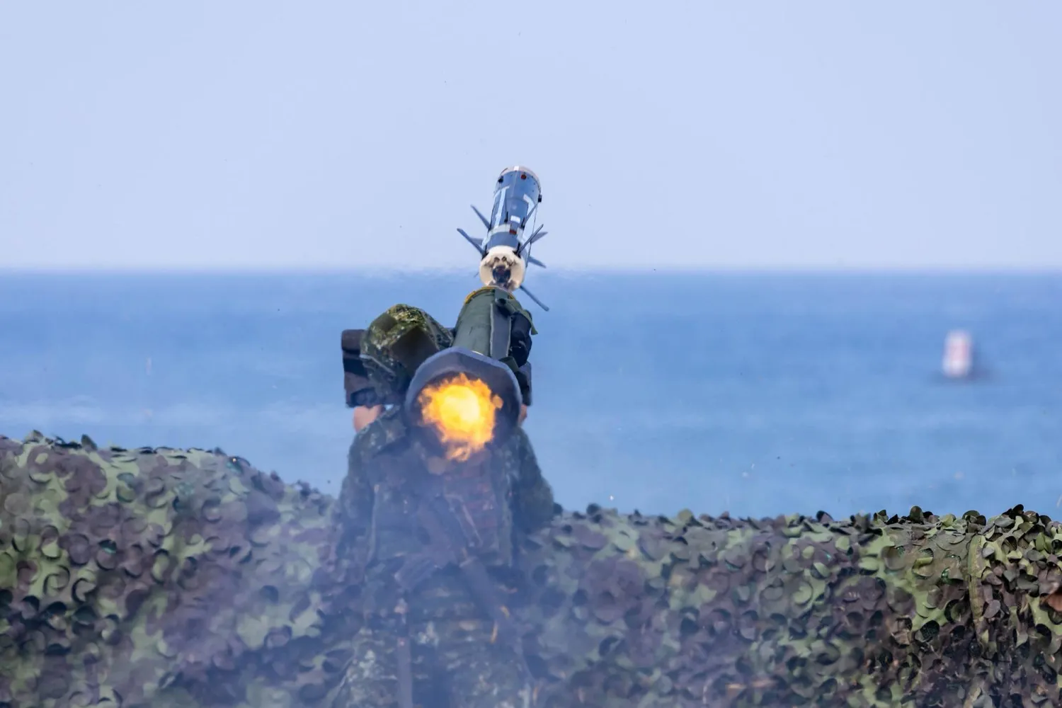 A handout photo from Taiwan Military News Agency (MNA) taken on June 3, 2026 shows Taiwanese military conducting live-fire with Altius-600M UAVs on maritime targets. (Handout / Taiwan Military News Agency / AFP)