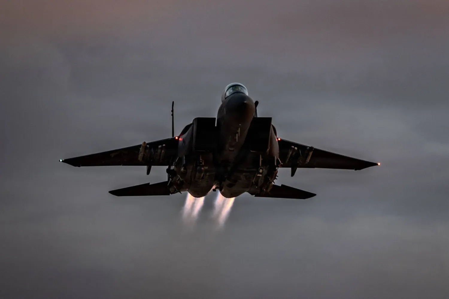 A US Air Force F-15E Strike Eagle fighter jet takes off from a base in the Middle East last January (US Military)