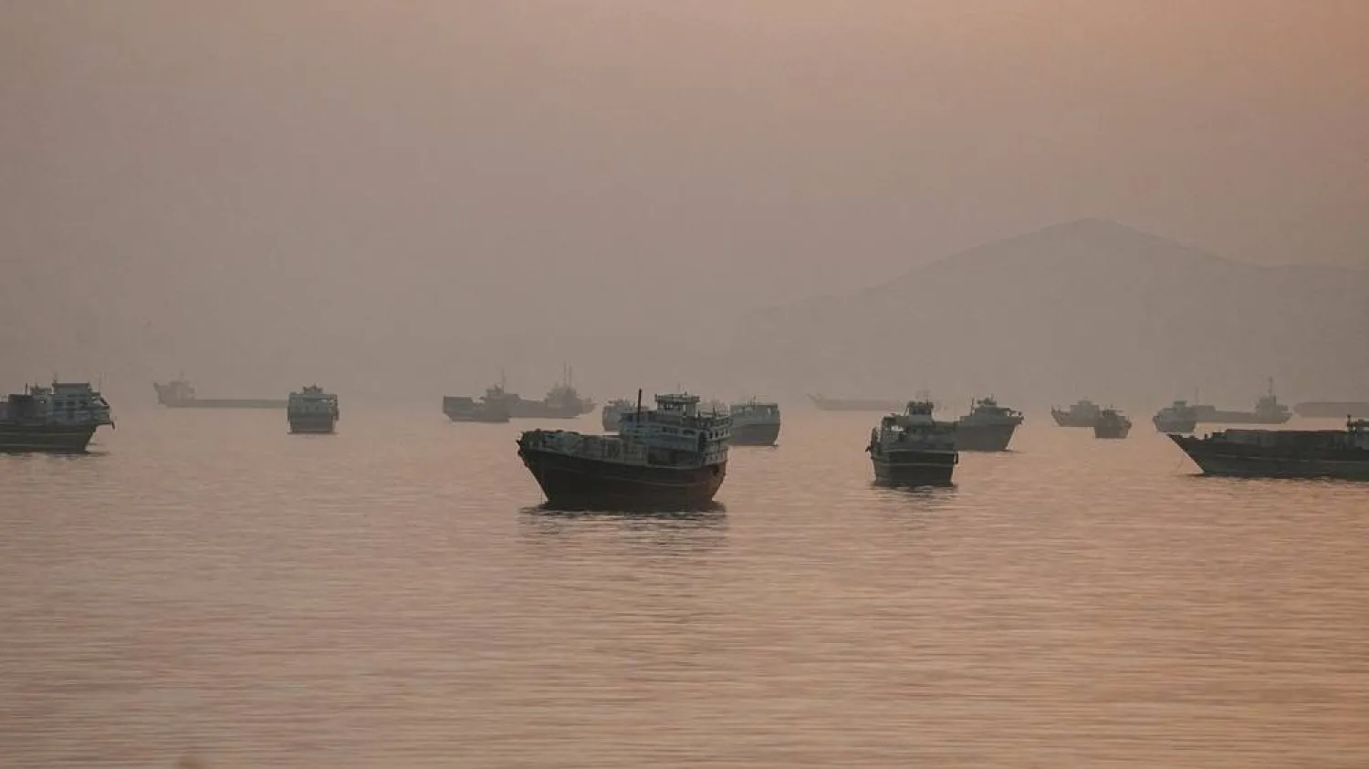 Vessels are anchored in the Strait of Hormuz as seen from Musandam, Oman, June 3, 2026. (Reuters)