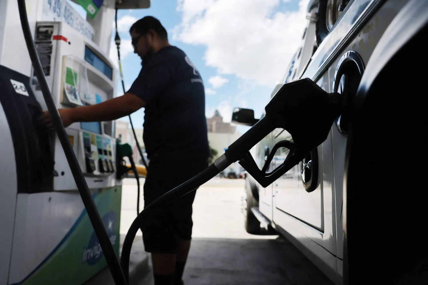 A man fills up his vehicle at a gas station in Brooklyn on June 01, 2026 in New York City. (Getty Images/AFP)