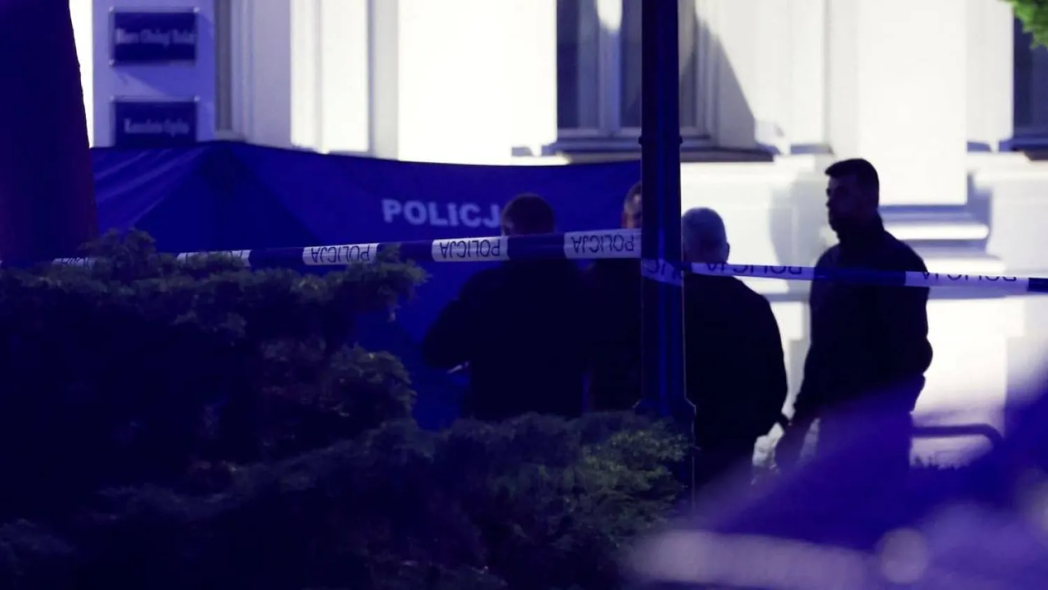 Polish police secure an area at the Warsaw University campus after an attack with an axe, in Warsaw, Poland, May 7, 2025. (Reuters)