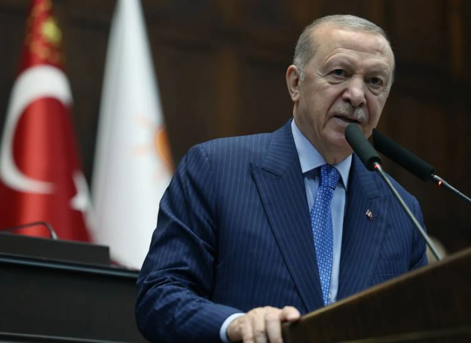 الرئيس التركي رجب طيب إردوغان خلال كلمة في البرلمان الأربعاء (الرئاسة التركية)