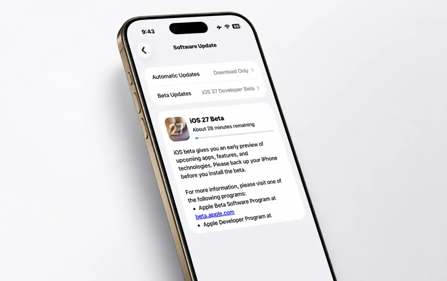 «أبل» أطلقت النسخة التجريبية من iOS 27 للمطورين (أبل)