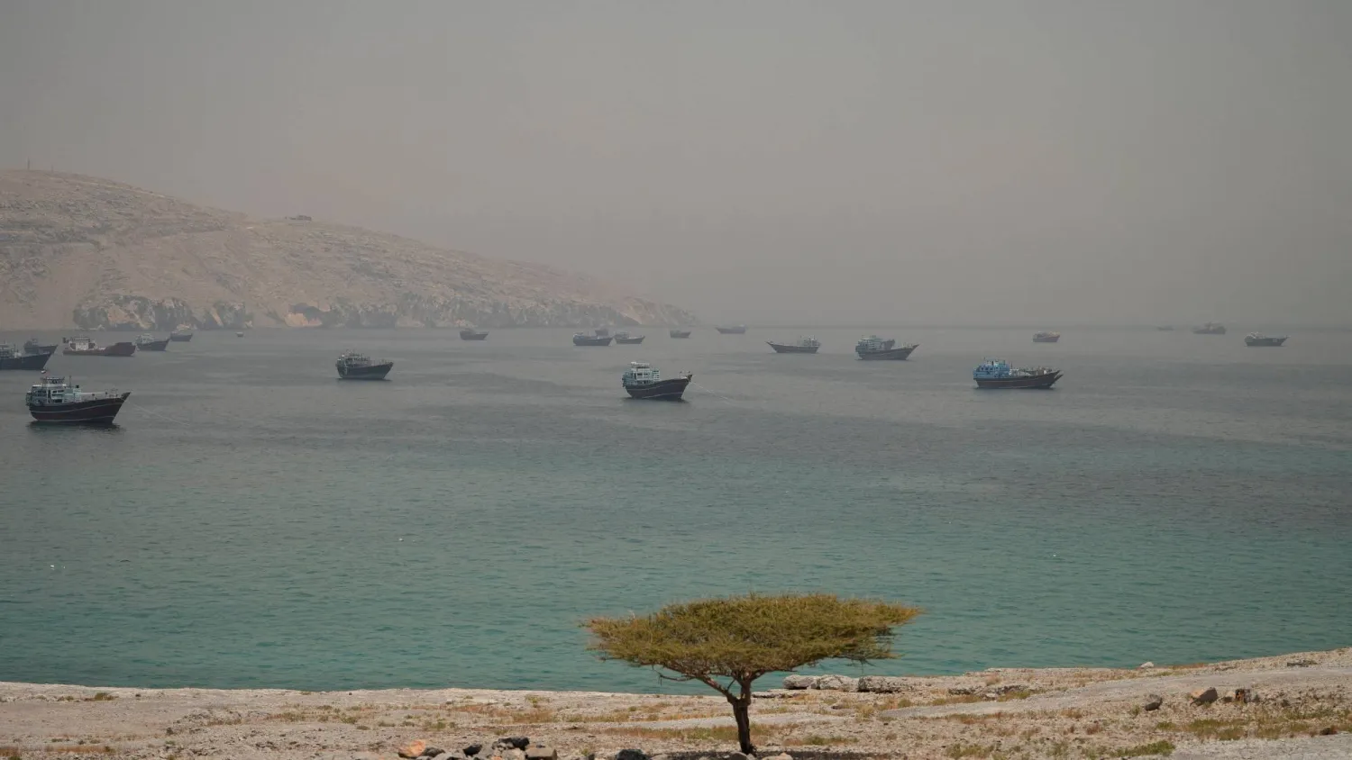 سفن راسية في مضيق هرمز (رويترز)