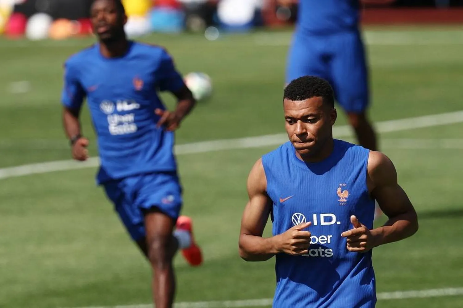  France's forward #10 Kylian Mbappe takes part in a training session during the 2026 World Cup football tournament at Bentley University in Waltham, Boston on June 11, 2026. (AFP) 