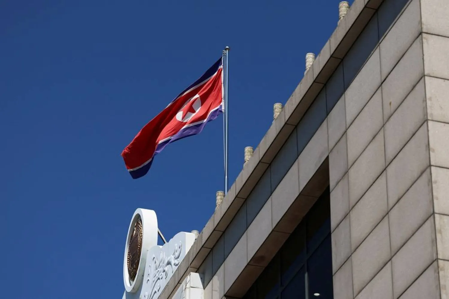 A North Korean flag flutters at the North Korea consular office in Dandong, Liaoning province, China June 8, 2026. (Reuters)