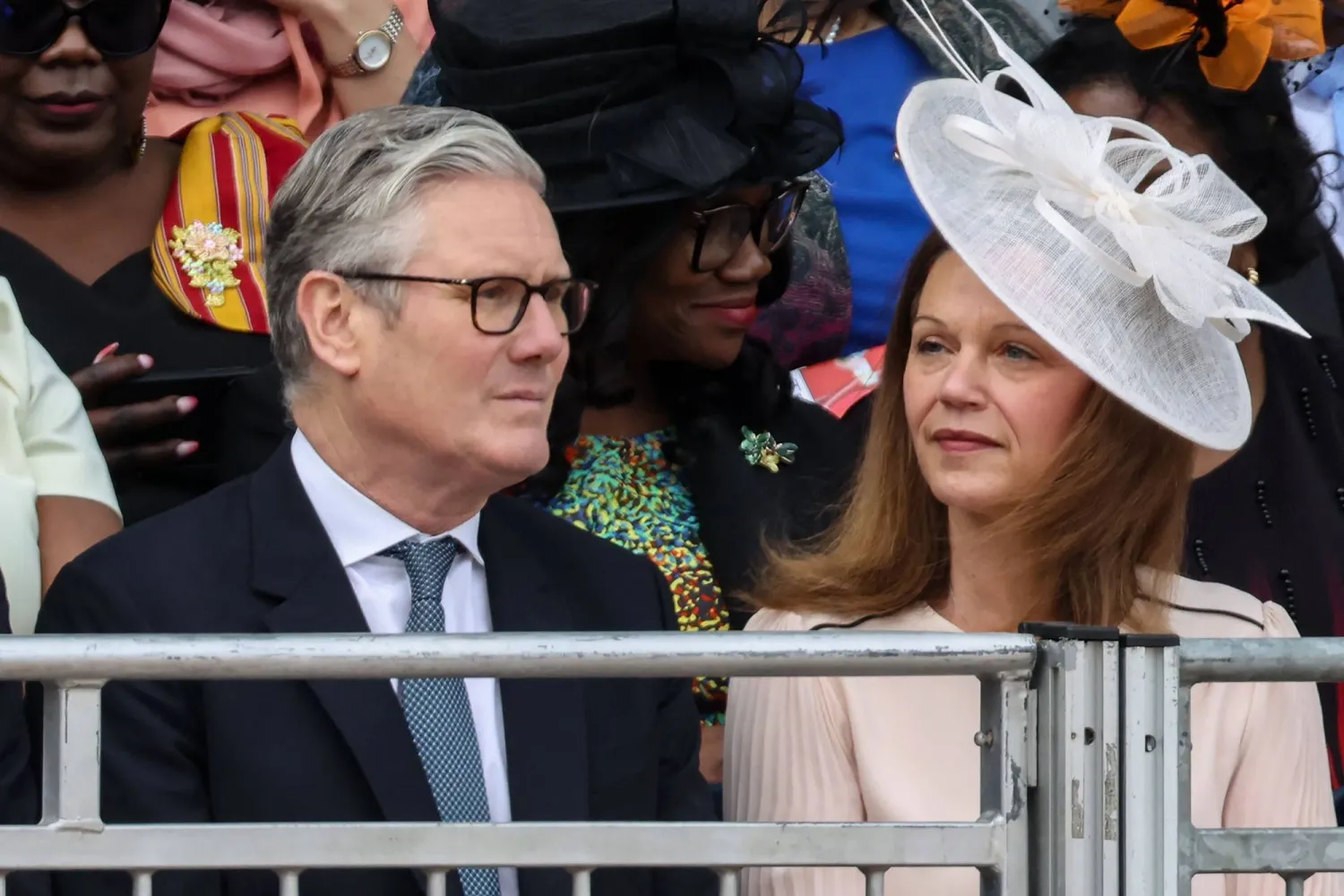 Britain's Prime Minister Keir Starmer (L) and his wife Victoria (R) attend the King's Birthday Parade "Trooping the Colour" in London on June 13, 2026. (Photo by Toby Shepheard / AFP)