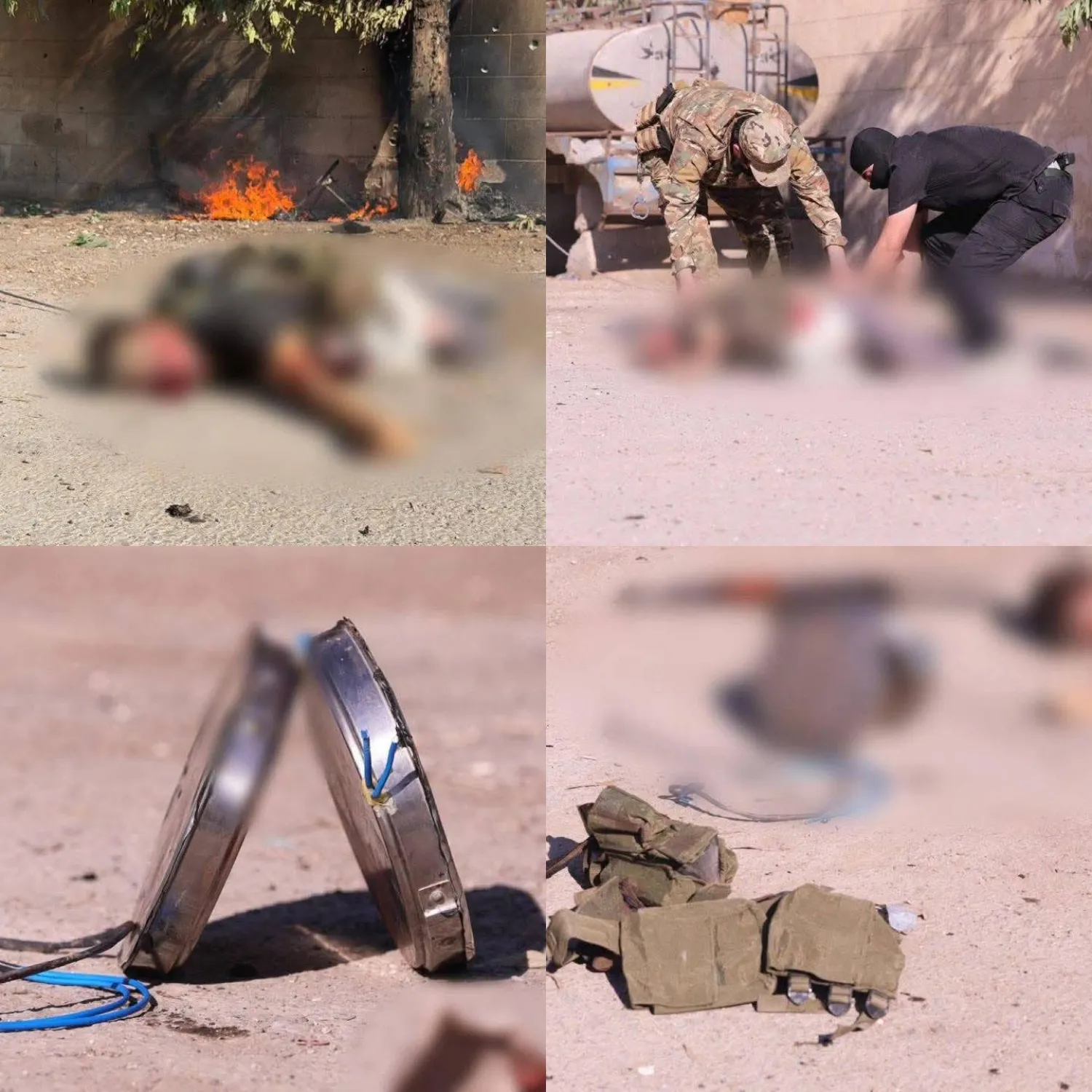 مشاهد من عملية الهجوم على مركز أمن سوري في الرقة السورية يوم الإثنين (الأمن الداخلي)