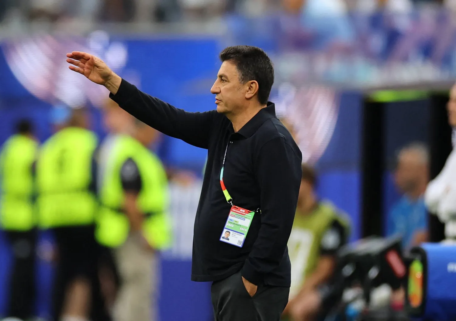 Football - FIFA World Cup 2026 - Group G - Iran v New Zealand - Los Angeles Stadium, Inglewood, California, US - June 15, 2026 Iran coach Amir Ghalenoei reacts during the match. (Reuters)