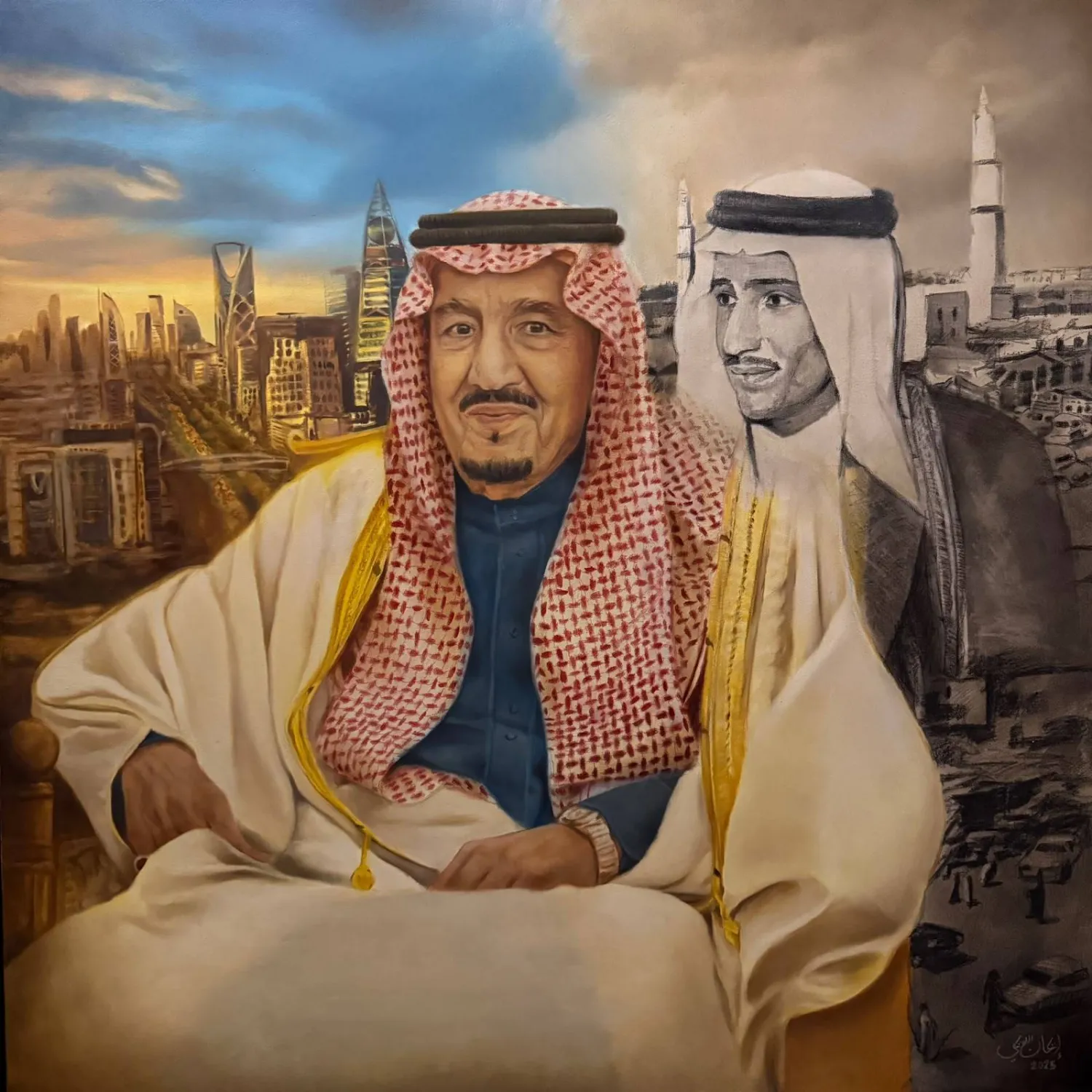 اللوحة الفائزة بالمركز الأول لإيمان اللويمي في جائزة ضياء عزيز للبورتريه (الشرق الأوسط)