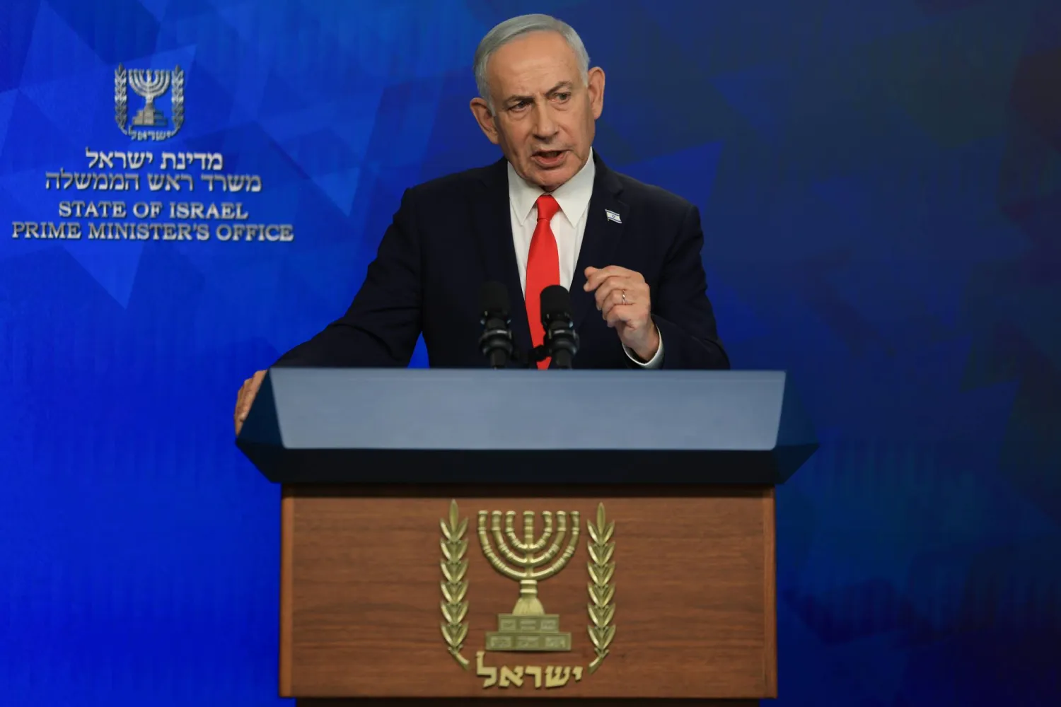  نتنياهو يعقد مؤتمراً صحفياً في القدس، الاثنين (أ.ب)