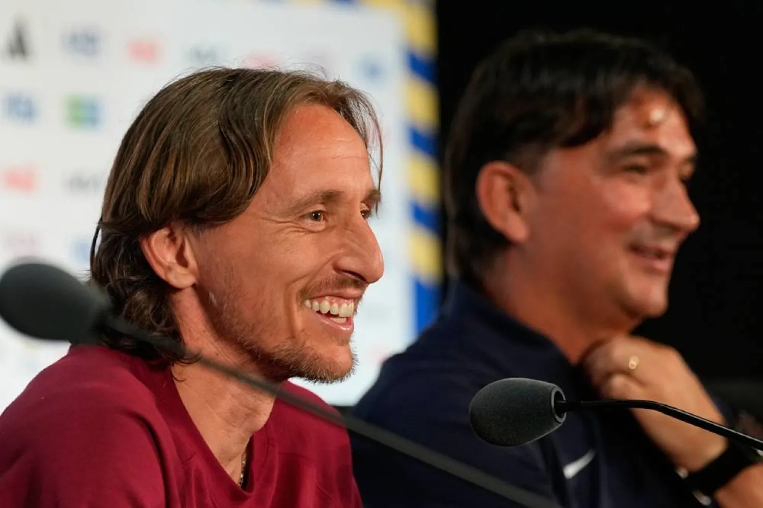  Croatia's Luka Modric reacts during a news conference ahead of his team's World Cup Group L soccer match against England, Tuesday, June 16, 2026, in Arlington, Texas. (AP) 