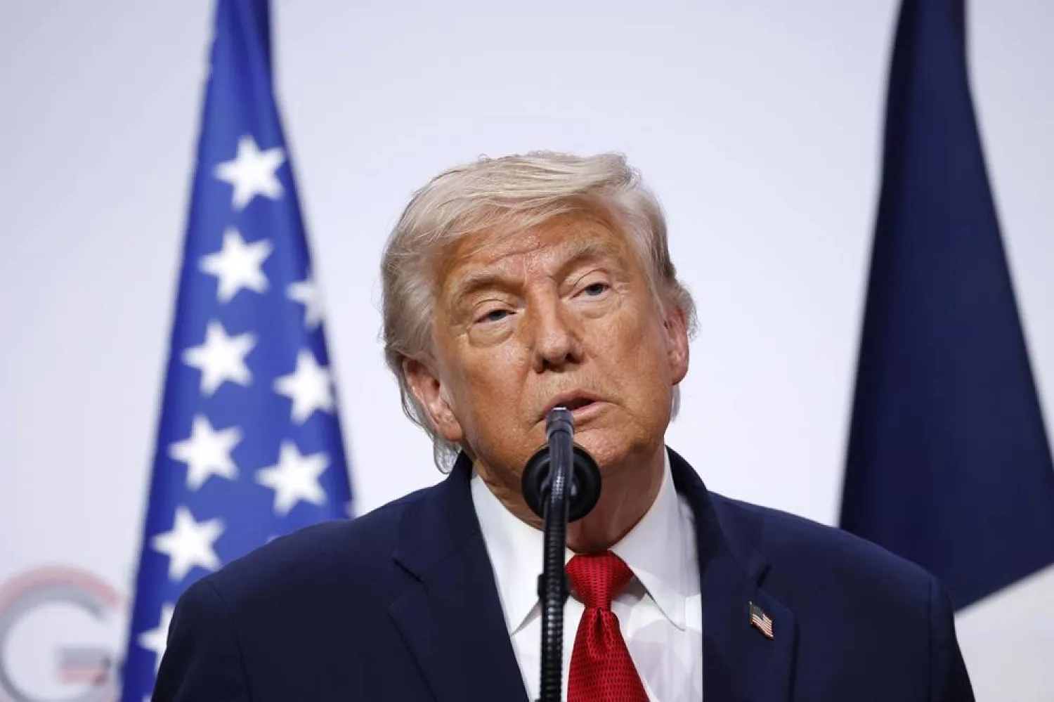 US President Donald Trump attends a press conference at the Hotel Royal during the G7 summit in Evian-les-Bains, France, 17 June 2026. (EPA)