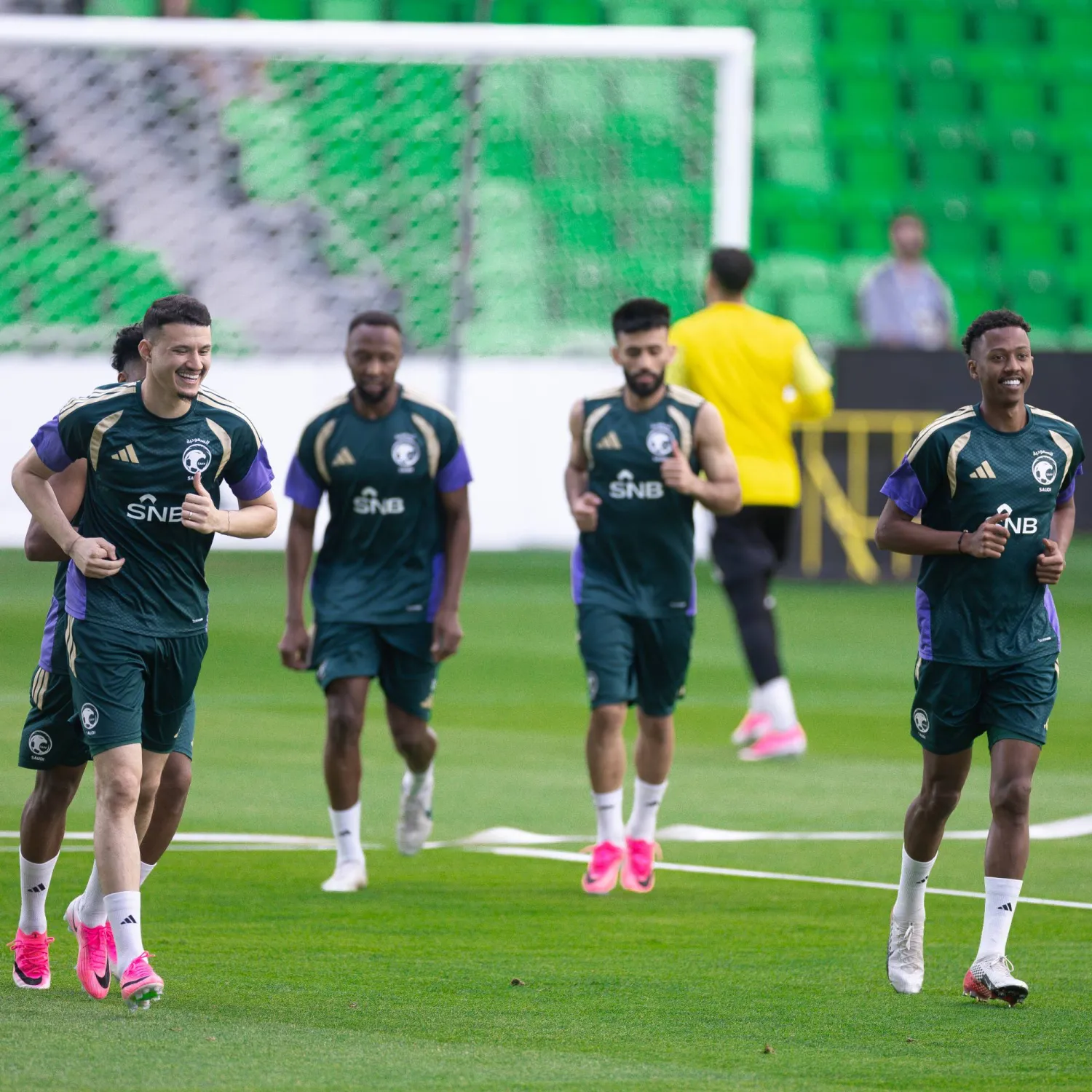 لاعبو الأخضر في التحضيرات لإسبانيا (المنتخب السعودي)