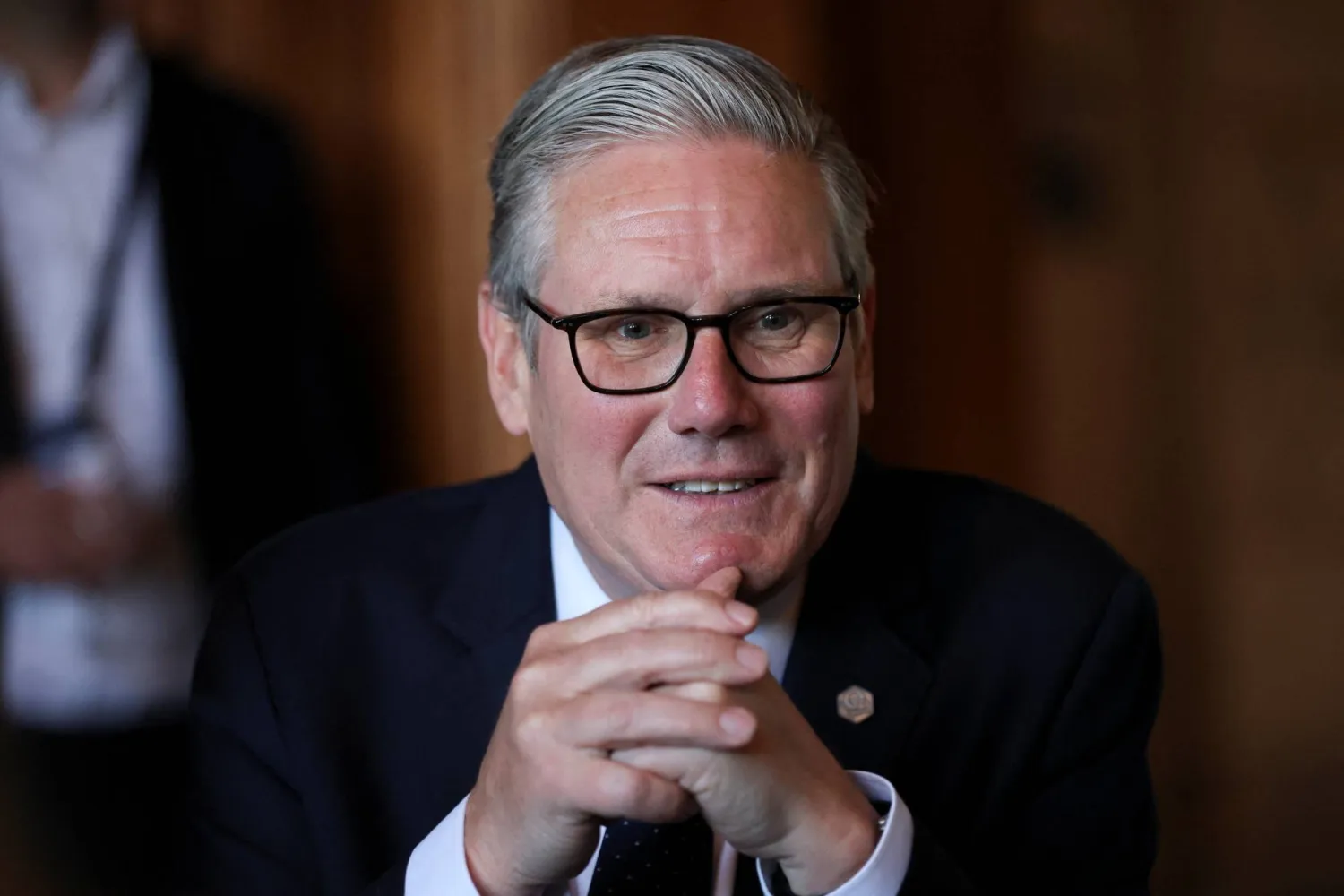 Britain's Prime Minister Keir Starmer speaks to the members of the media on the sidelines of the G7 summit, in Thonon-les-Bains, France, Wednesday, June 17, 2026. (Isabel Infantes/Pool Photo via AP)