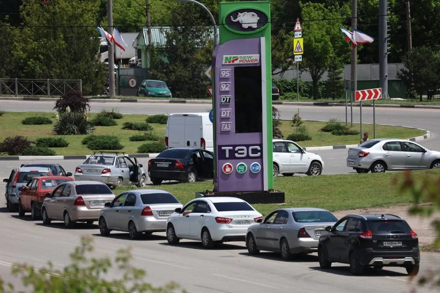  Cars line up at a petrol station in Simferopol, Crimea, Friday, June 12, 2026. (AP)
