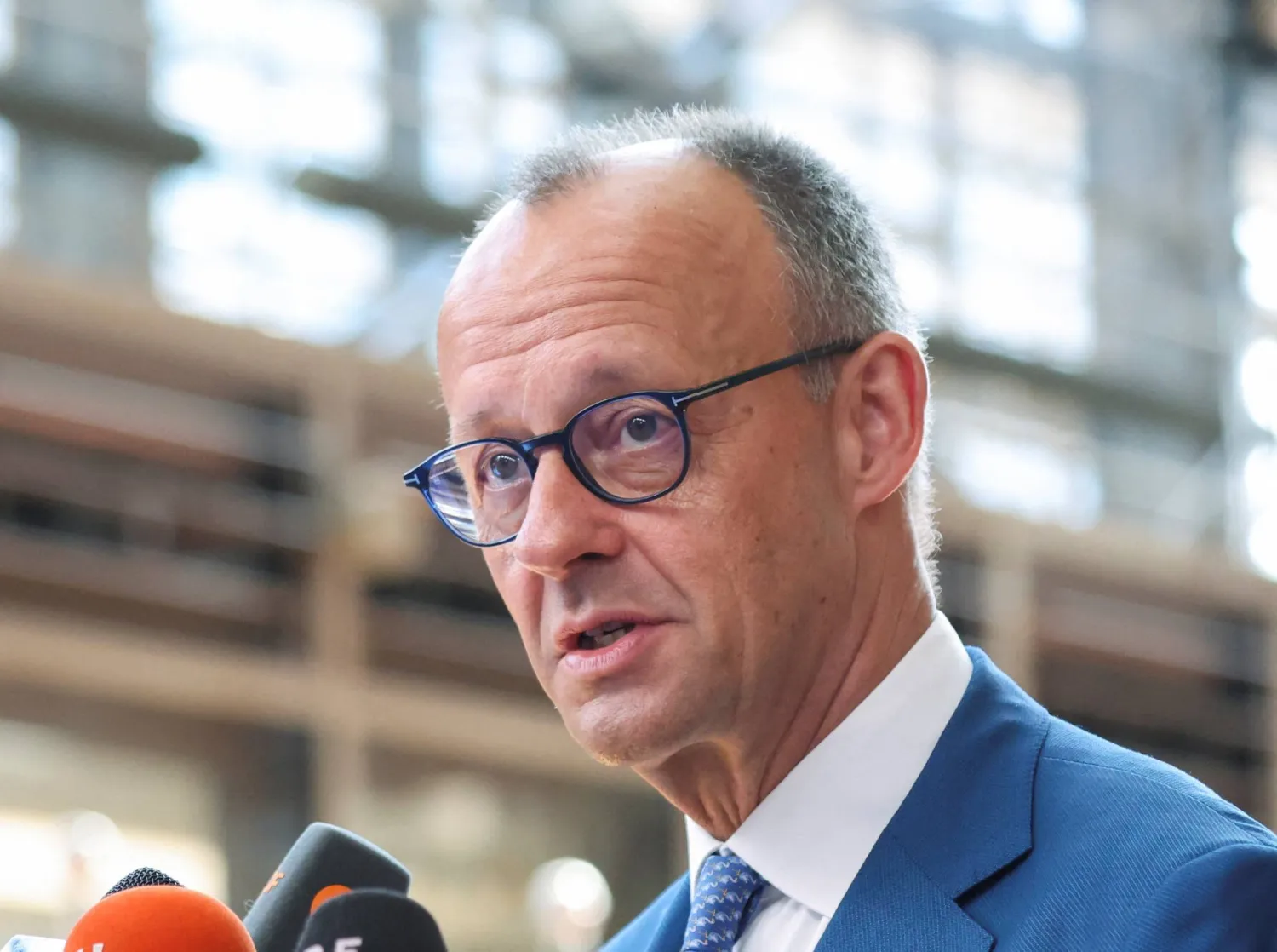  German Chancellor Friedrich Merz speaks to the press at the European Union leaders' summit in Brussels, Belgium June 19, 2026. (Reuters)