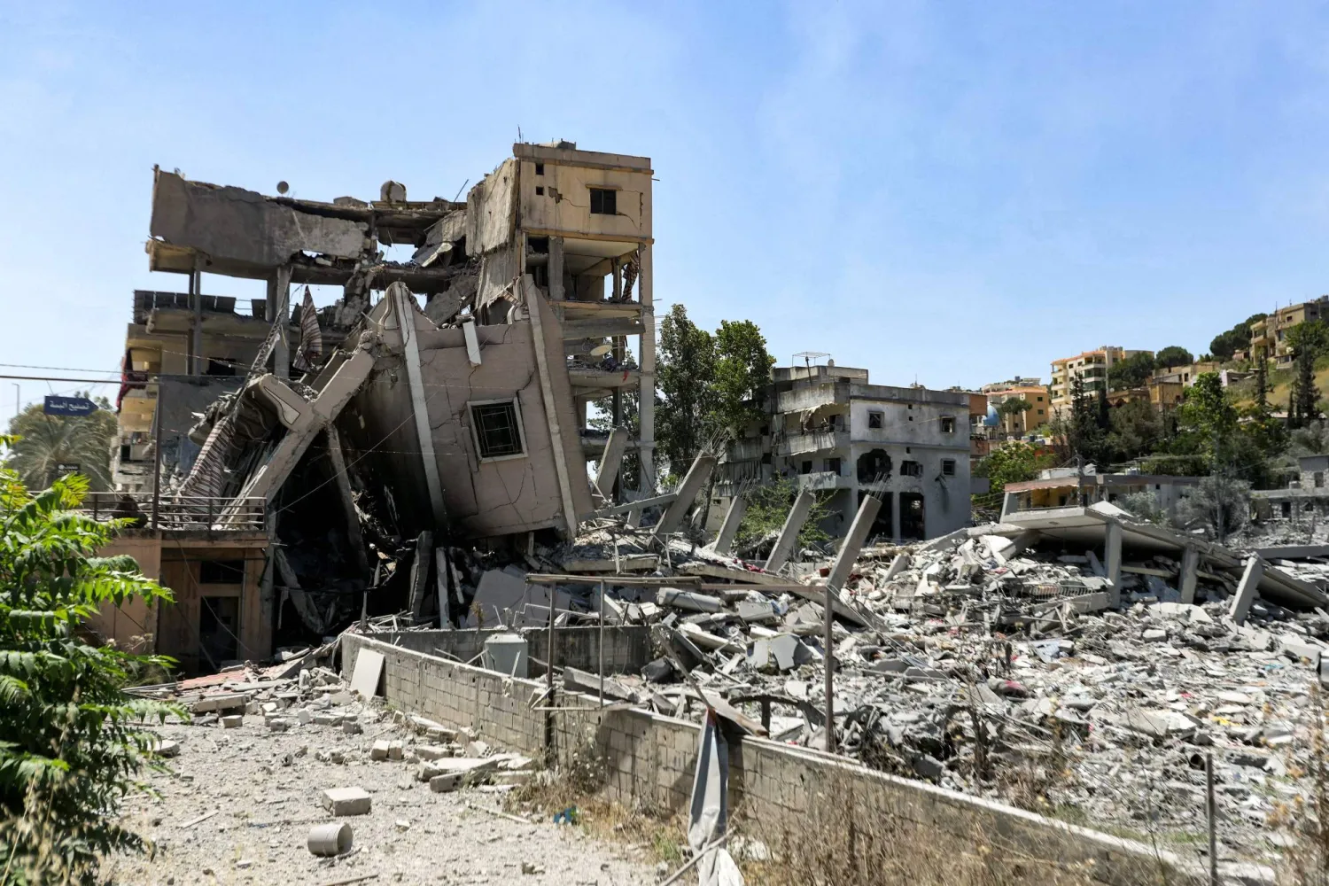 The rubble of a collapsed building is pictured following Israeli bombardment, in Nabatieh in southern Lebanon on June 21, 2026. (AFP)