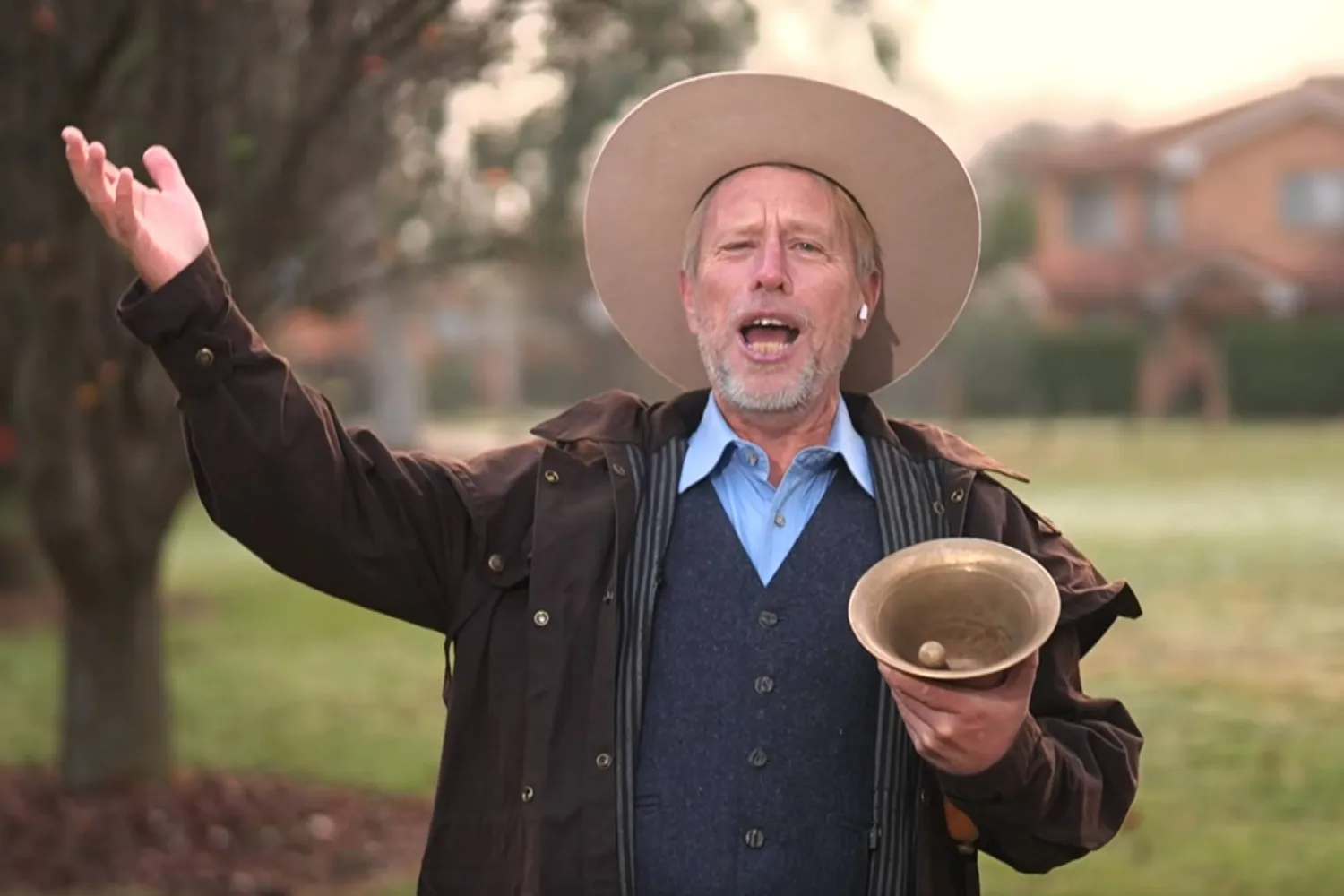 In this image taken from video, Joseph McGrail-Bateup demonstrates his loud voice in Canberra, Australia, Tuesday, June 23, 2026, after he was been recognized by Guinness World Records as the world's loudest person. (Australian Broadcasting Corp. via AP)
